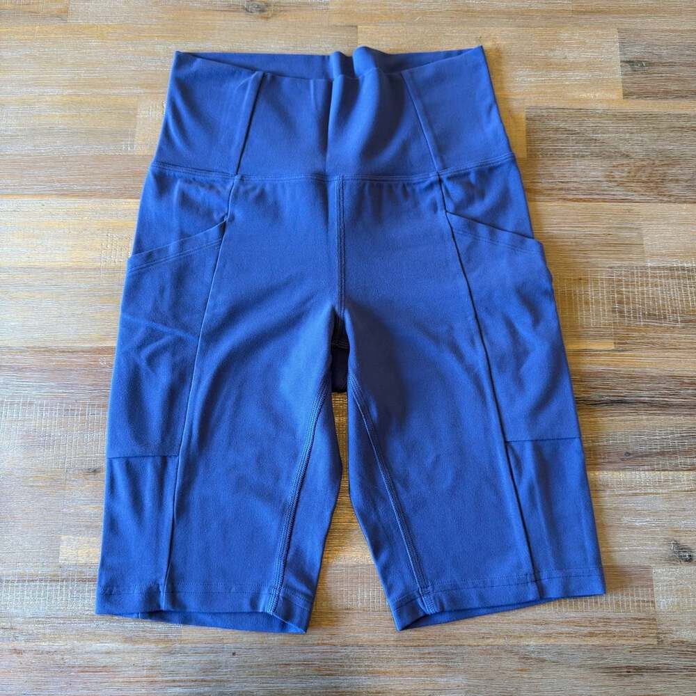 REI Co-op Active Bike Shorts Blue High Rise Pockets Hiking Cycling Women Size S